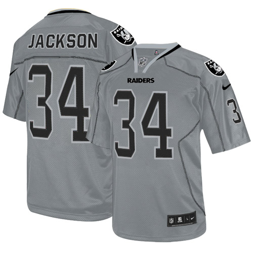 Men's Elite Bo Jackson Nike Jersey Lights Out Grey - #34 NFL Oakland Raiders